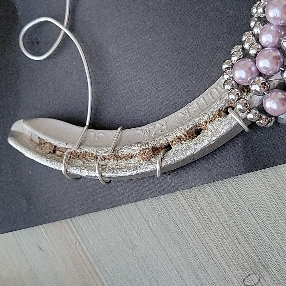 Bejeweled Horseshoe with Authentic Dirty Track Horseshoe - Picture 3 of 8